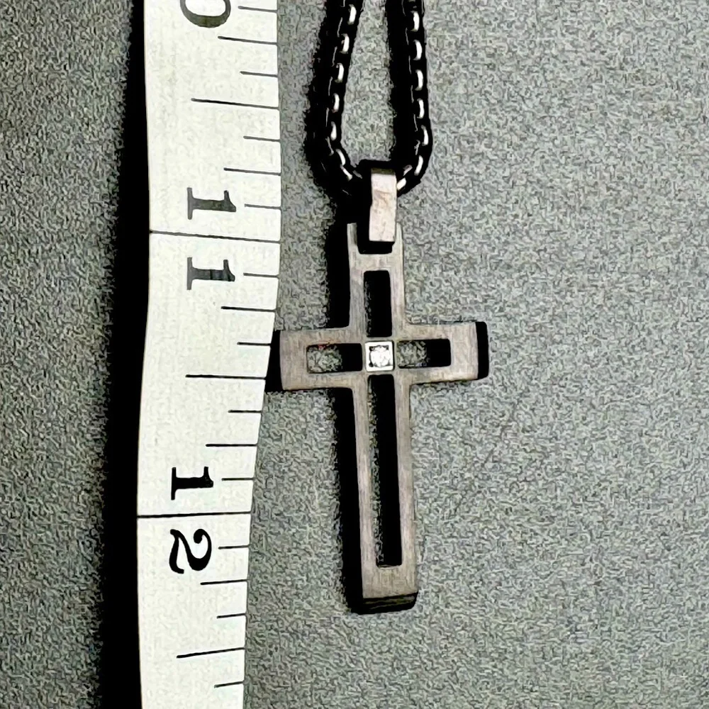 NEW BLACK CROSS PENDANT‎ NECKLACE